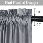 JIUZHEN Grey Velvet Curtains 96 inches for Living Room - Thermal Insulated Rod P... - Image 4