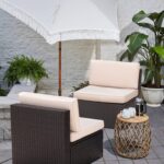 Devoko 2 Pieces Patio Furniture Sets,Wicker Outdoor Sofa with Thick Cushion and ... - Image 4