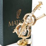 Matashi 24K Gold Plated Highly Polished Violin Ornament with Crystals - Tabletop... - Image 4