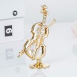 Matashi 24K Gold Plated Highly Polished Violin Ornament with Crystals - Tabletop... - Image 9