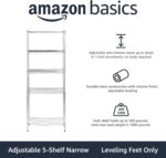 Amazon Basics 5-Shelf Adjustable Storage Shelving Unit for Garage, Steel Wire Ra... - Image 5