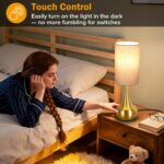 Touch Gold Table Lamp for Nightstand, 3-Way Dimmable, Space Saving & No Assembly... - Image 4