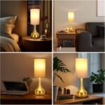 Touch Gold Table Lamp for Nightstand, 3-Way Dimmable, Space Saving & No Assembly... - Image 7