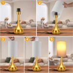 Touch Gold Table Lamp for Nightstand, 3-Way Dimmable, Space Saving & No Assembly... - Image 8