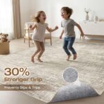 8x10 Area Rugs Living Room: Washable Large Neutral Brown Rug Abstract Soft Moder... - Image 4