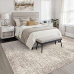 8x10 Area Rugs Living Room: Washable Large Neutral Brown Rug Abstract Soft Moder... - Image 5