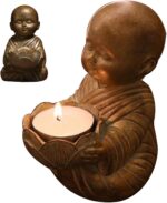Little Monk Statue Candlestick Holder - Elegant Buddha Figurine for Home and Off... - Image 4