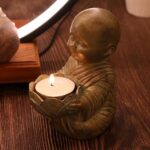 Little Monk Statue Candlestick Holder - Elegant Buddha Figurine for Home and Off... - Image 6