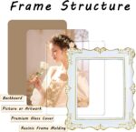 Vintage 8x10 Picture Frame, White Ornate Baroque Photo Frame with Hand-Painted G... - Image 3