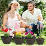 4 Pack 10 Inch Plant Pots with Drainage Holes and Saucers, Antique Gold Firework... - Image 7