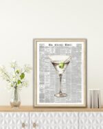 EcoHest Trendy Newspaper Martini Framed Wall Art, 12x16 in OAK Wood Retro Bar Ca... - Image 3