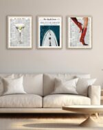 EcoHest Trendy Newspaper Martini Framed Wall Art, 12x16 in OAK Wood Retro Bar Ca... - Image 4