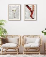EcoHest Trendy Newspaper Martini Framed Wall Art, 12x16 in OAK Wood Retro Bar Ca... - Image 6