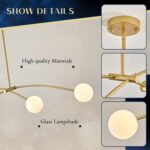 Modern Gold Sputnik Chandelier L51” Mid Century 4 Lights Milk Glass Globe Ceilin... - Image 5