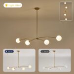 Modern Gold Sputnik Chandelier L51” Mid Century 4 Lights Milk Glass Globe Ceilin... - Image 9