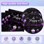 Purple & Black Decorations Set - Disposable Tableware with Plates, Napkins, Tabl... - Image 4