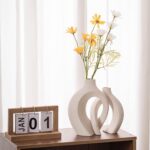 Levvohd Hollow Ceramic Vase Set of 2, Modern Nordic Minimalist Book Style Boho A... - Image 3