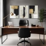 DUWQU 3 Pieces Black and Gold Abstract Canvas Wall Art, Modern Black Gold and Wh... - Image 5