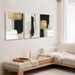 DUWQU 3 Pieces Black and Gold Abstract Canvas Wall Art, Modern Black Gold and Wh... - Image 6
