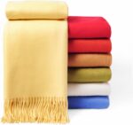 CUDDLE DREAMS Premium Cashmere Throw Blanket with Fringe, Luxuriously Soft (Yell... - Image 8
