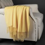 CUDDLE DREAMS Premium Cashmere Throw Blanket with Fringe, Luxuriously Soft (Yell... - Image 9