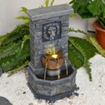 32.28'' Outdoor Garden Floor-Standing Water Fountain Lion Head Stone with Lights... - Image 3