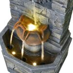 32.28'' Outdoor Garden Floor-Standing Water Fountain Lion Head Stone with Lights... - Image 5