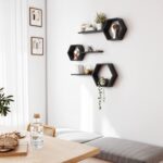 Wooden Hexagon Floating Shelves Wall Mounted - Set of 6 Pine Wood Hexagon Shelve... - Image 6