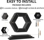 Wooden Hexagon Floating Shelves Wall Mounted - Set of 6 Pine Wood Hexagon Shelve... - Image 7