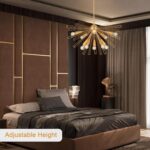Modern 33'' Gold Sputnik Chandelier, 10-Light Mid Century Brushed Brass Starburs... - Image 5