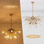 Modern 33'' Gold Sputnik Chandelier, 10-Light Mid Century Brushed Brass Starburs... - Image 8