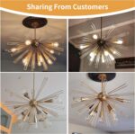 Modern 33'' Gold Sputnik Chandelier, 10-Light Mid Century Brushed Brass Starburs... - Image 9