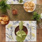Floral Table Placemats Set of 4 Summer Flower Linen Cotton Washable Table Mats H... - Image 4