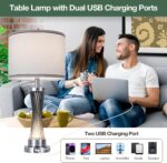 3-Way Dimmable Table Lamp Set of 2,Touch Control Lamp with Night Light,Modern Bl... - Image 5