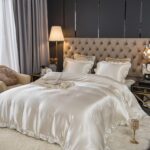 Bedding_Dreamer Satin Duvet Cover White Bed Silky Ruffle Fringe Design Chic Boho... - Image 4