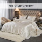 Bedding_Dreamer Satin Duvet Cover White Bed Silky Ruffle Fringe Design Chic Boho... - Image 5
