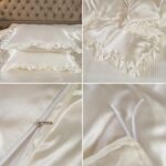 Bedding_Dreamer Satin Duvet Cover White Bed Silky Ruffle Fringe Design Chic Boho... - Image 8