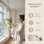 8-Pack Macrame Plant Hanger, Boho Indoor Window Pot Hanger with Wooden Beads, Ha... - Image 8