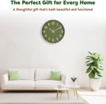 Silent Wall Clock Non-Ticking Battery Operated – Modern Olive Green Analog Wall ... - Image 5