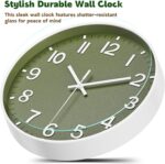 Silent Wall Clock Non-Ticking Battery Operated – Modern Olive Green Analog Wall ... - Image 6