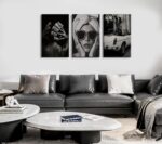 Fashion Woman Canvas Wall Art Black and White Trend Wall Decor Sexy Luxury Poste... - Image 3
