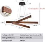 YISDESIGN 3-Light Linear Pendant,Dining Room Light Fixture,Modern Led Chandelier... - Image 3