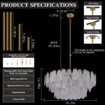 Modern Large Crystal Glass Chandelier, 31.4" Gold Luxury Hanging Pendant Light F... - Image 3