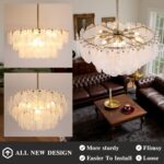 Modern Large Crystal Glass Chandelier, 31.4" Gold Luxury Hanging Pendant Light F... - Image 4