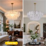 Modern Large Crystal Glass Chandelier, 31.4" Gold Luxury Hanging Pendant Light F... - Image 5