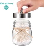 SheeChung Small Mason Jar, Glass Qtip Holder, Apothecary Jars with Lids, Bathroo... - Image 3