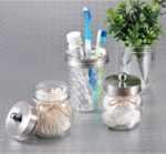 SheeChung Small Mason Jar, Glass Qtip Holder, Apothecary Jars with Lids, Bathroo... - Image 5