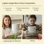 16 Piece Bone China Dinnerware Sets with Mugs,White Plates and Bowls Sets for 4,... - Image 4