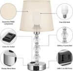 Acaxin Crystal Table Lamp Set of 2 for Bedroom/Living Room, 14.6in (Beige) - Image 8