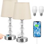 Acaxin Crystal Table Lamp Set of 2 for Bedroom/Living Room, 14.6in (Beige) - Image 9